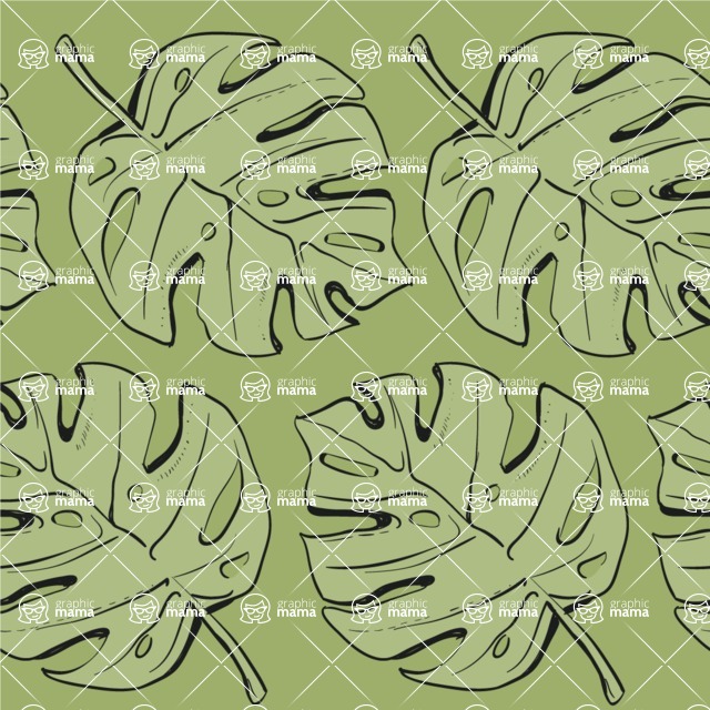 Nature Backgrounds, Patterns and Frames Themed Graphic Collection - Seamless Green Leaves Nature Vector Pattern